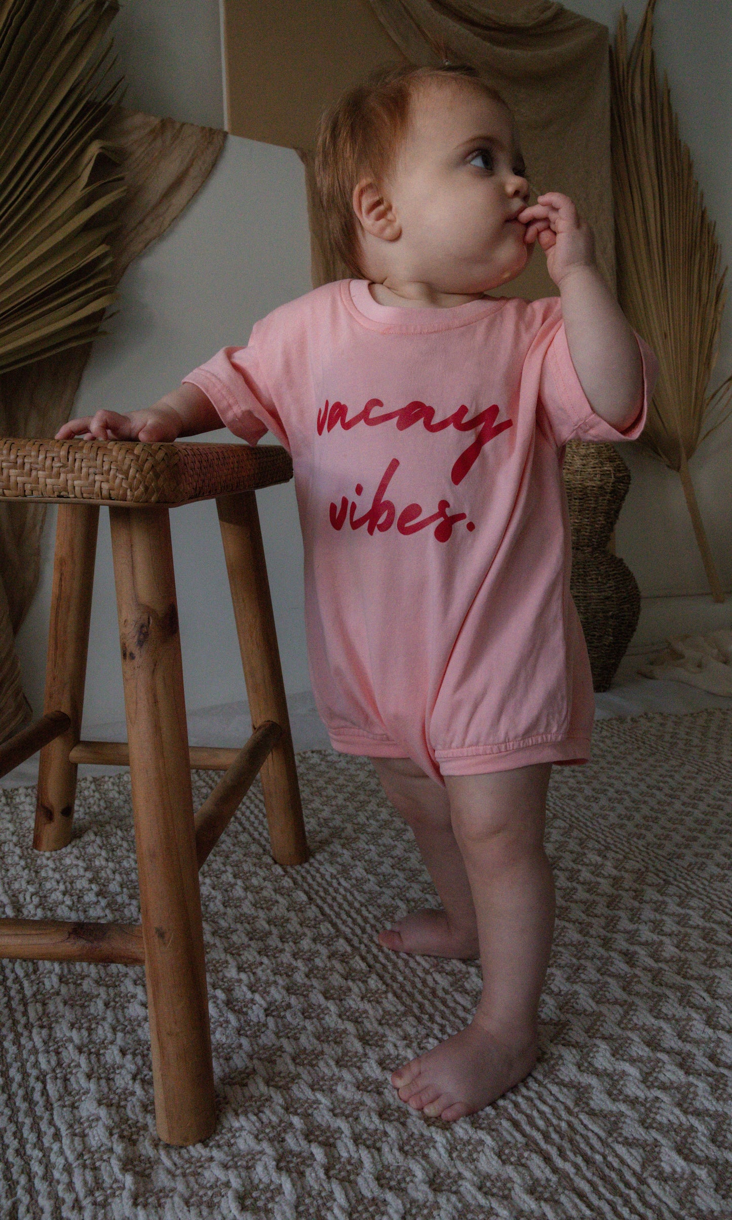 Vacay Vibes Tee Shirt Romper - Rose