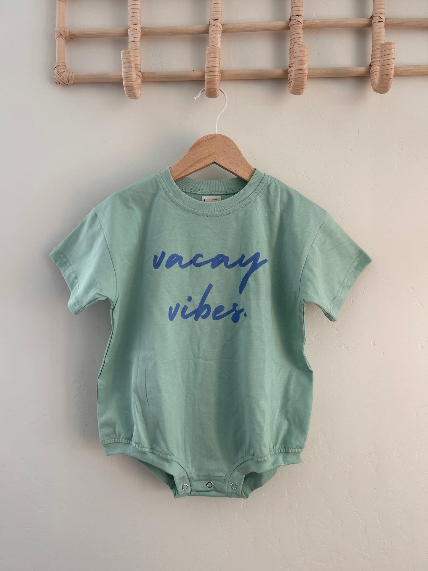 Vacay Vibes Tee Shirt Romper - Lagoon