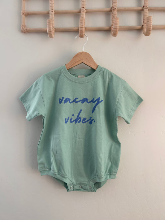 Vacay Vibes Tee Shirt Romper - Lagoon